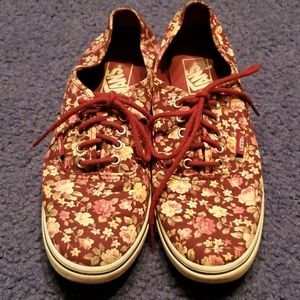 Vans maroon floral tennis shoes